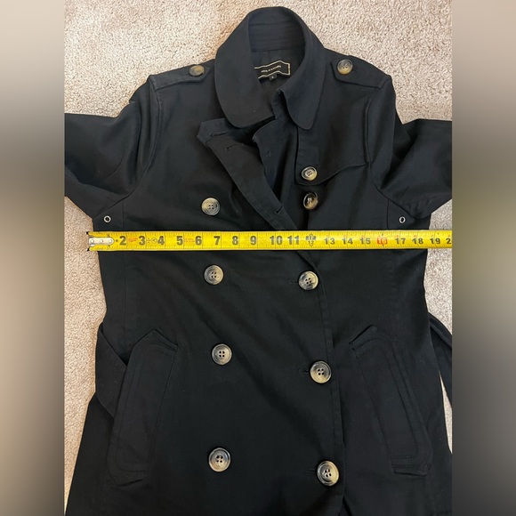 Ava & Aiden Black Cotton Trench Coat Size Large - Picture 9 of 10